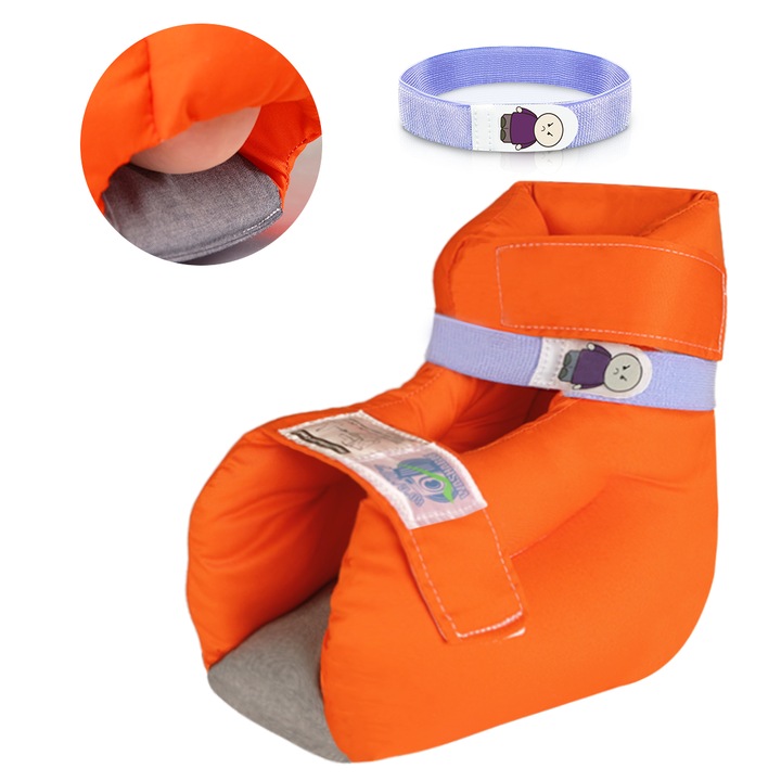Ehucon Protector calcai anti-escare – perna picior cu 2 curele, terapie durere/leziuni, marime adult, potrivit stang/drept, 1 buc, portocaliu