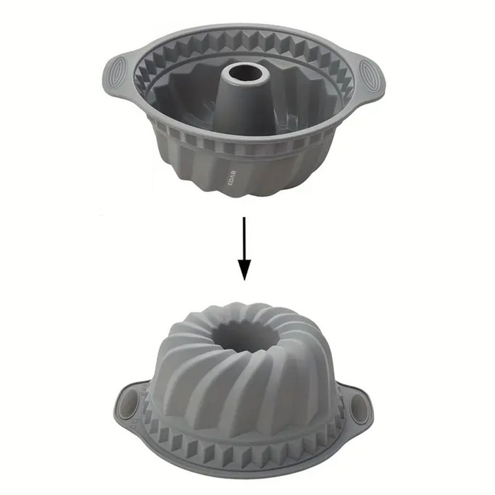 EDAR szilikon tortaforma, újrafelhasználható, kerek, 22 cm átmérőjű, 10 cm magas, szürke