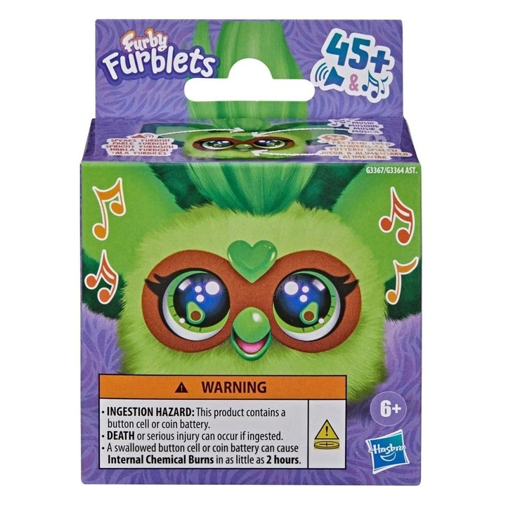 Интерактивна фигурка Furby Avo Kah Avocado, компактна, множество звуци, многоцветна