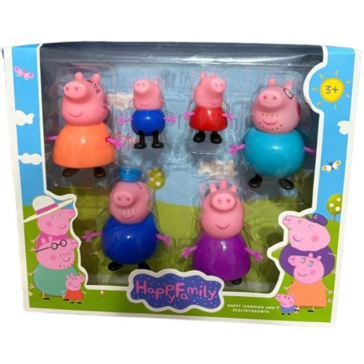 Peppa Pig figura készlet, 6 darab, többszínű, 5-8 cm