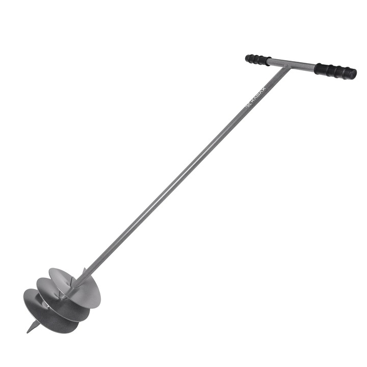 Földfúró kerti használatra, 20 cm, acél, ergonomikus fogantyú, sötétszürke