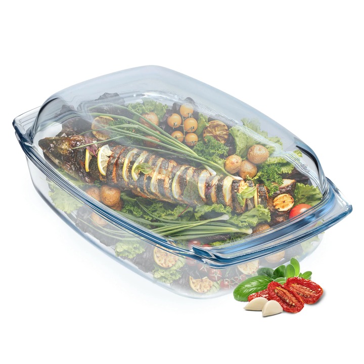 Tava de cuptor, vas gratin, portelan, 5 l, alb, rezistent la cuptor