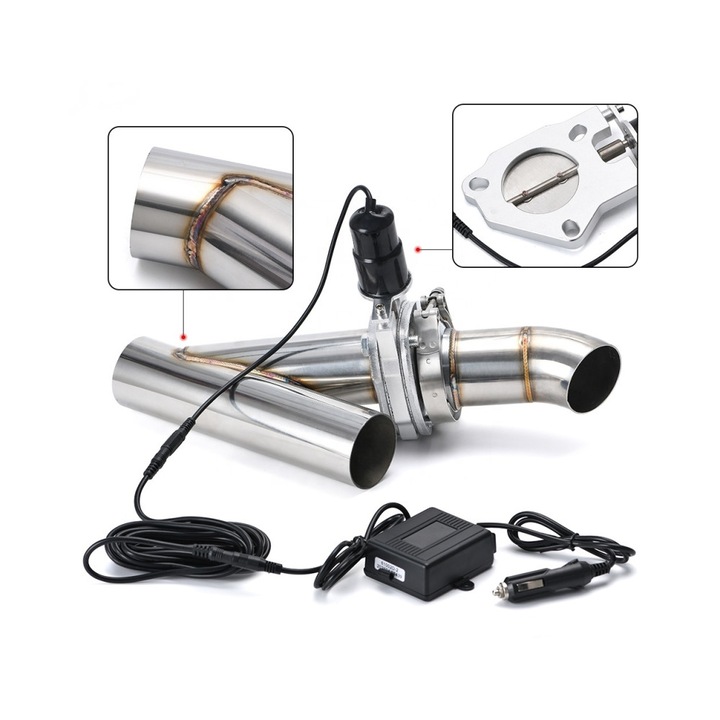 Kit cut off valve V evacuare auto cu telecomanda si colier V-band 76 mm inox