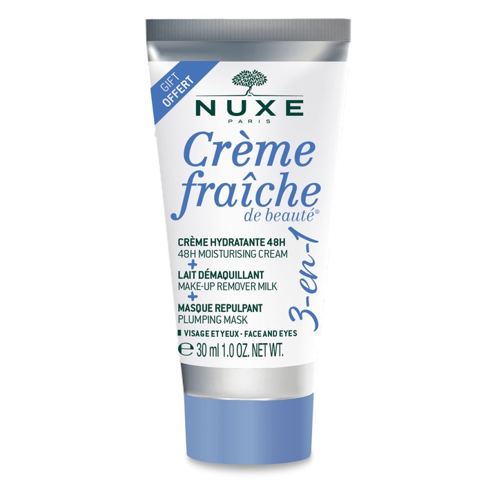Nuxe Creme Fraiche de Beaute, 3 az 1-ben, Krém, Arctisztító tej, Maszk, 30 ml