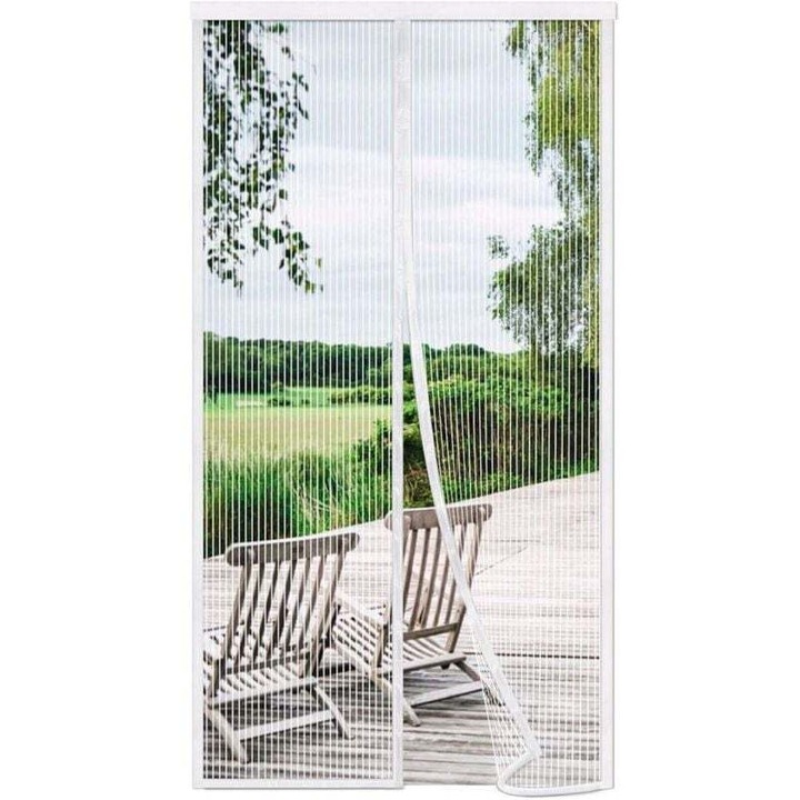 Mágneses szúnyogháló ajtókhoz és vasalatokhoz, 80x210cm, fehér, ragasztószalaggal rögzíthető, könnyen szétszerelhető