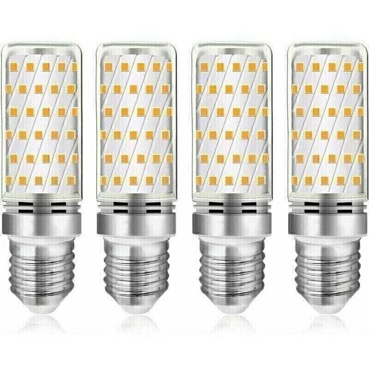 4 db E27 12W LED izzó készlet, hideg fehér 6000K, 1450lm, 360°-os sugárzási szög, 100W-os halogén izzóval egyenértékű