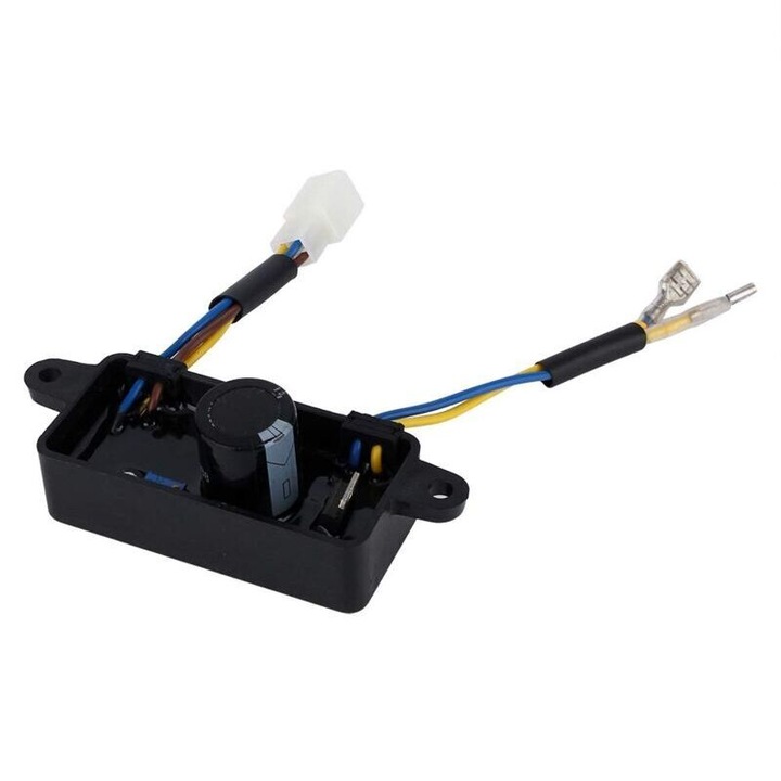 Regulator tensiune / redresor AVR pentru generator monophasat 2KW-3KW, compatibil cu generatoare pe benzina, din plastic cu cabluri, pornire electrica, Negru, 1 buc