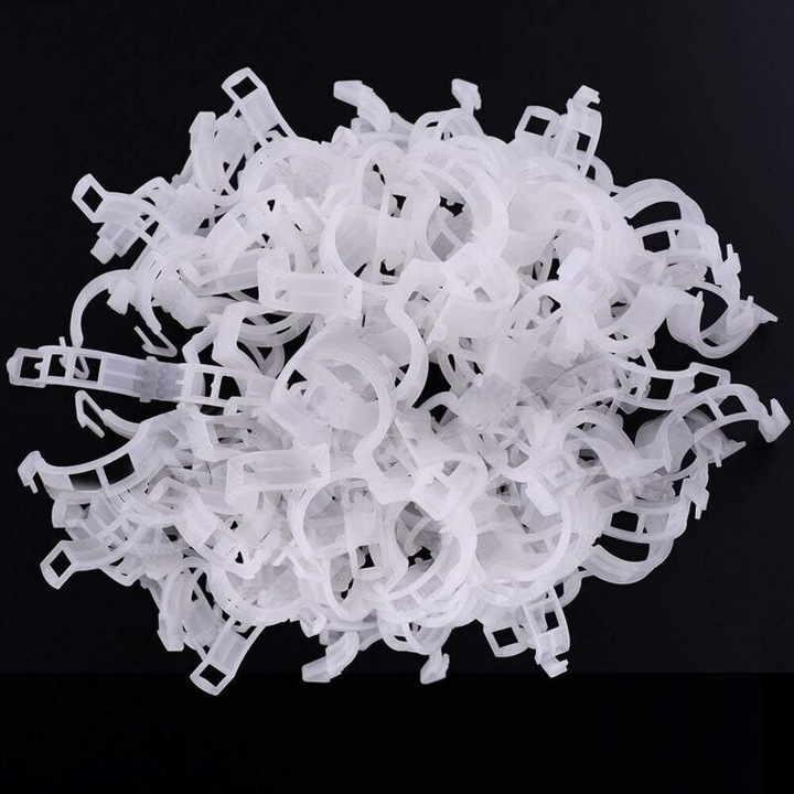 Cleme pentru plante cataratoare, 200 buc, plastic, alb