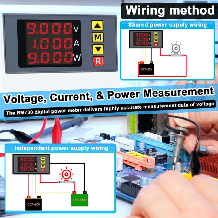 Masurator digital de tensiune, curent si putere BM730, alarma sonora, dimensiuni 81x44x29mm, multicolor