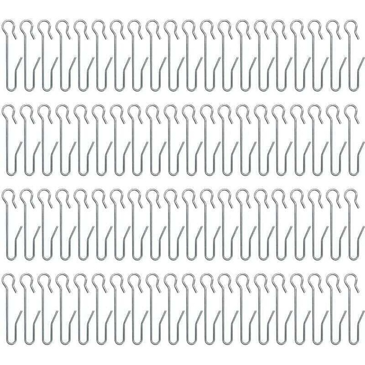 Set 80 carlige metalice pentru perdele, 47x10mm, rezistente, pentru perdele de fereastra si dusuri