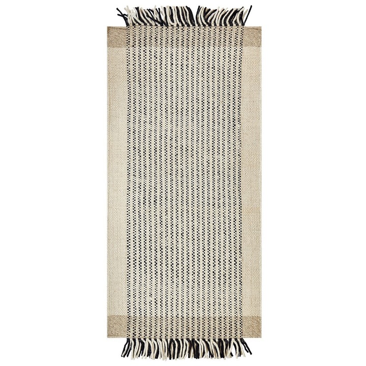 Covor din lana bej deschis si negru 80 x 150 cm Divarli