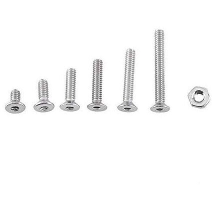 Set 150 bucati suruburi M2 din otel inoxidabil A2 cu piulite, dimensiuni 4x10mm, 6x10mm, 8x10mm, 12x10mm, 16x10mm