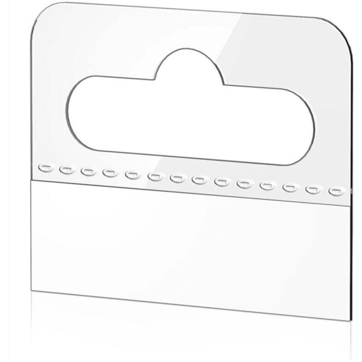 200 db átlátszó öntapadós akasztócímke készlet, 4.5x3.5cm, PVC és PET