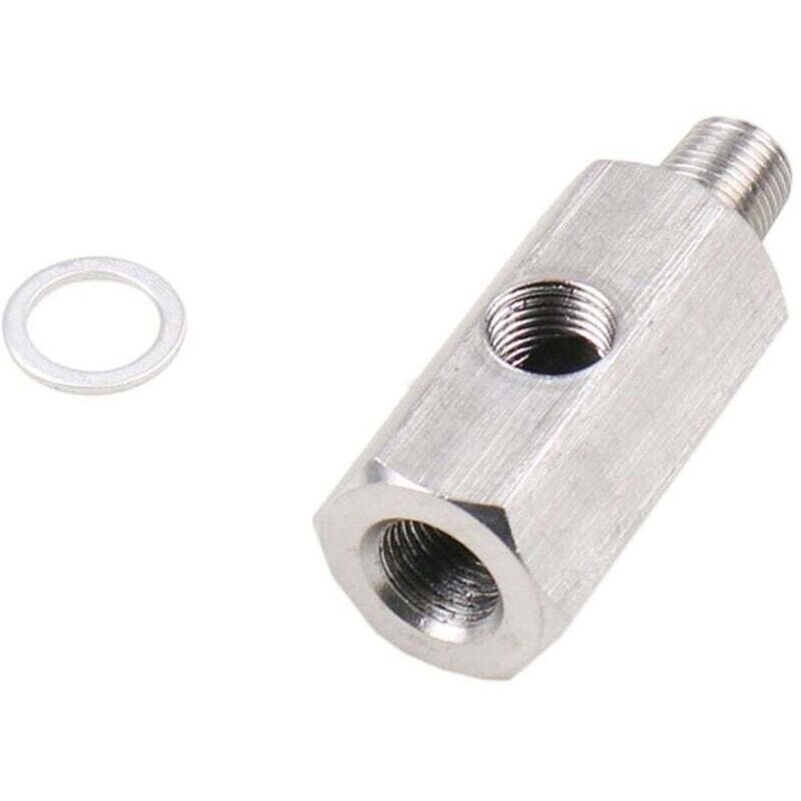 Conector turbo din otel inoxidabil 1/8-inch BSPT, 1 set, argintiu, dimensiuni 2x1.5x0.75 inches