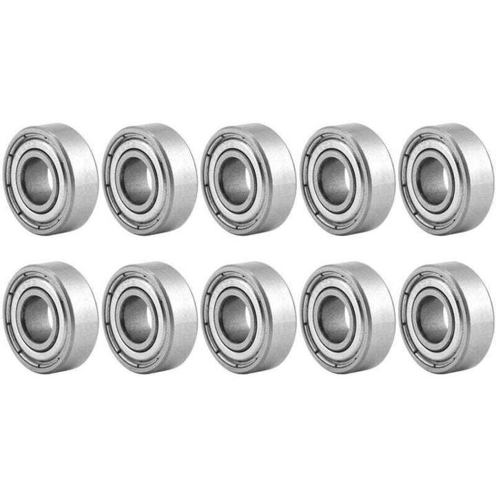 Set de 10 rulmenti miniaturali 696ZZ din otel, diametru interior 6mm, diametru exterior 15mm, grosime 5mm, dublu etansati