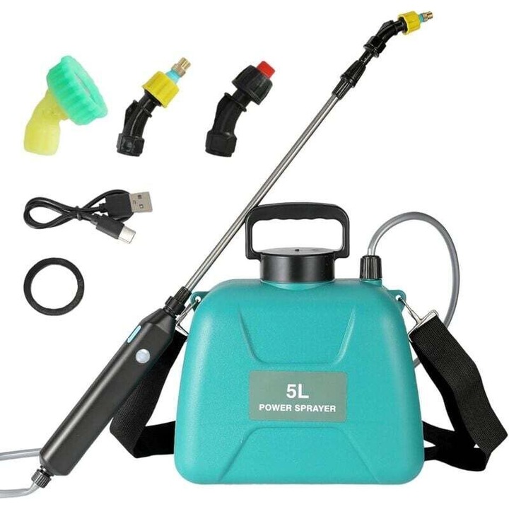 Stropitoare electrica 5L, telescopica, cu 2 duze, capacitate mare, usor de umplut