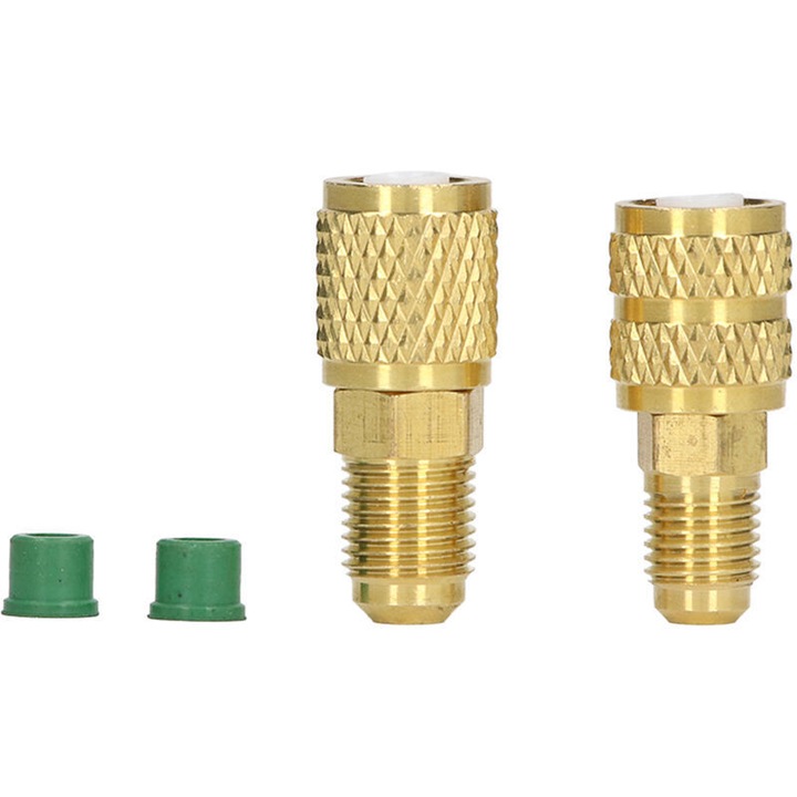 Univerzális hűtőközeg adapter készlet R22 és R410, 1/4 SAE és 5/16 SAE, tömítésekkel, rézből