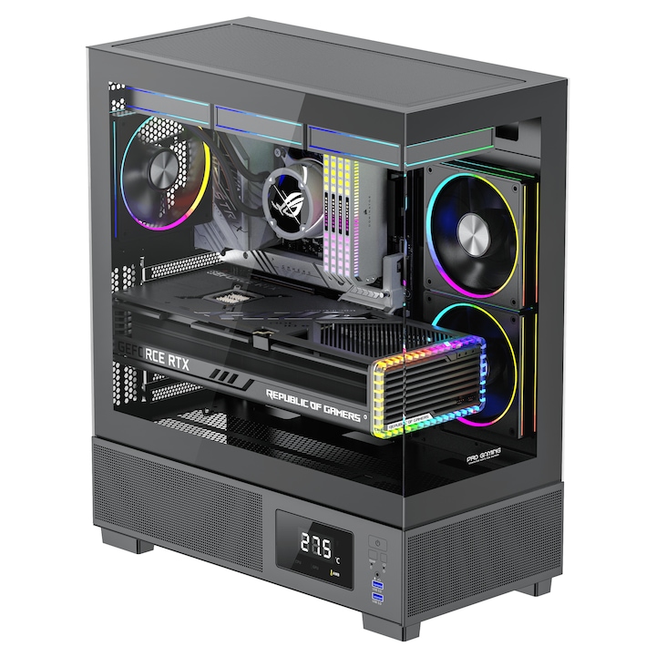 Sistem Desktop PC Gaming GRT White RGB FAN cu procesor Intel Core i5-14400F pana la 4.7Ghz, 32GB DDR5, 1TB SSD M.2, GeForce RTX 4060 Ti 16GB GDDR6