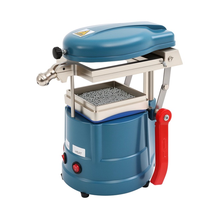 Aparat de formare la vid dentar, 1000 W, cu bile de otel, albastru, 30x25x21cm, pentru clinici/laboratoare mici