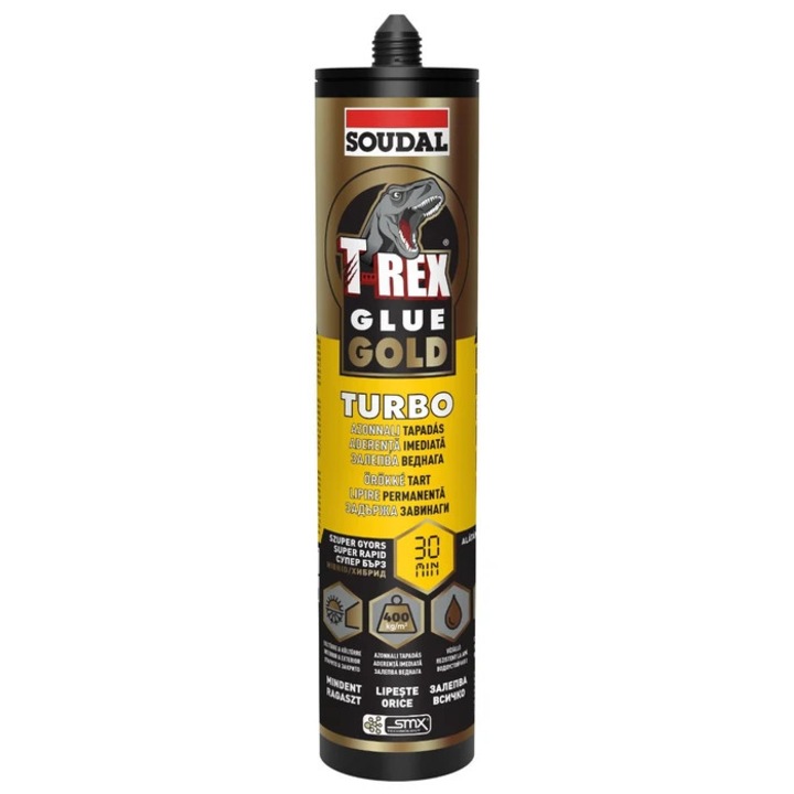 Soudal T-Rex Gold Turbo ragasztó és tömítőanyag, bel- és kültéri, fehér, 290 ml