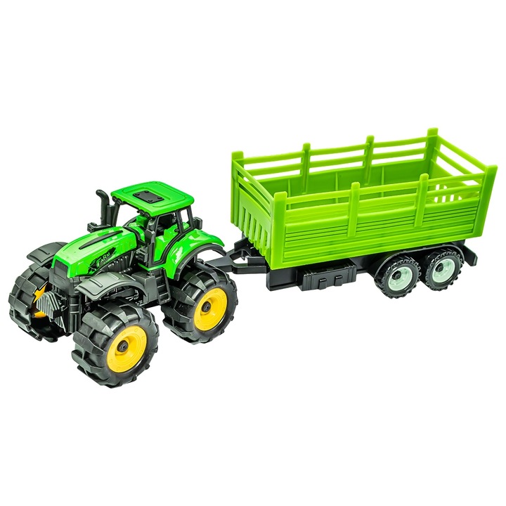 Tractor cu remorca din plastic 25×7×7.5 cm