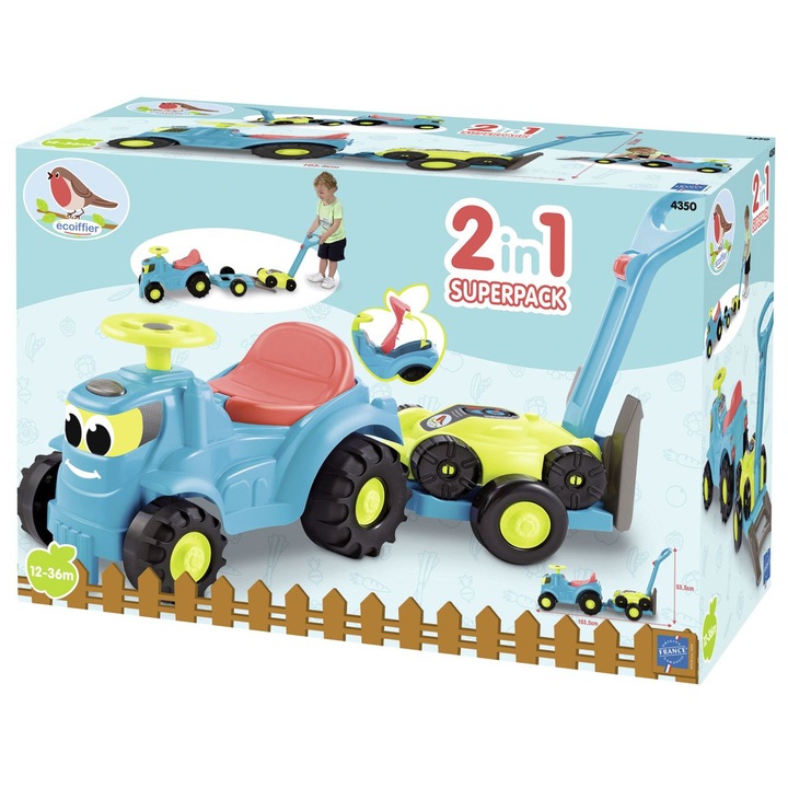 Tractor Ride On Ecoiffier cu remorca si cositoare