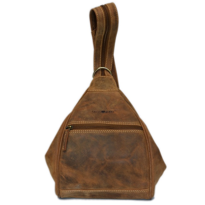 Geanta/rucsac dama piele naturala maro antichizat 21 x 26 x 13 cm, Vintage, Greenburry