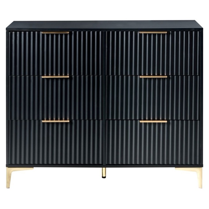 Comodă Beliani cu 6 sertare, negru, 108x40x89cm