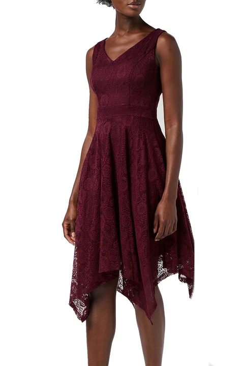 Női rövid ruha Oliceydress 2392301 16037-ROC-5, V-nyakú, Csipke, XS, Bordó