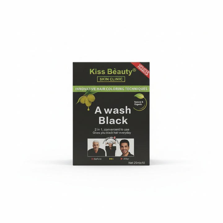 Șampon nuanțator, Kiss Beauty, negru, set 10 plicuri, pentru toate tipurile de păr