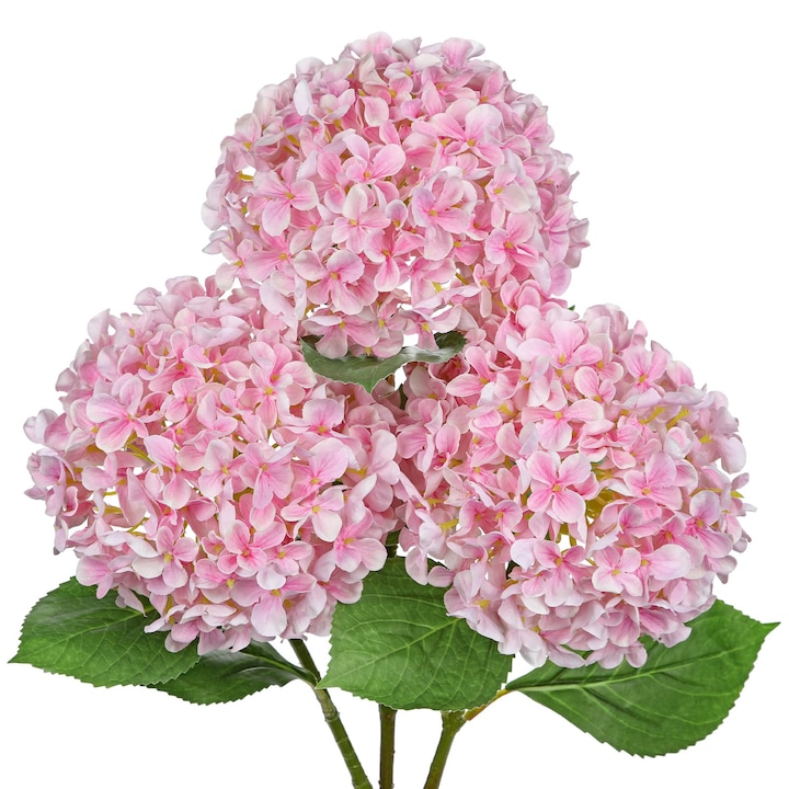 67 Roz 3 fire de Hortensie artificiala fir 67 cm roz, planta decorativa ...