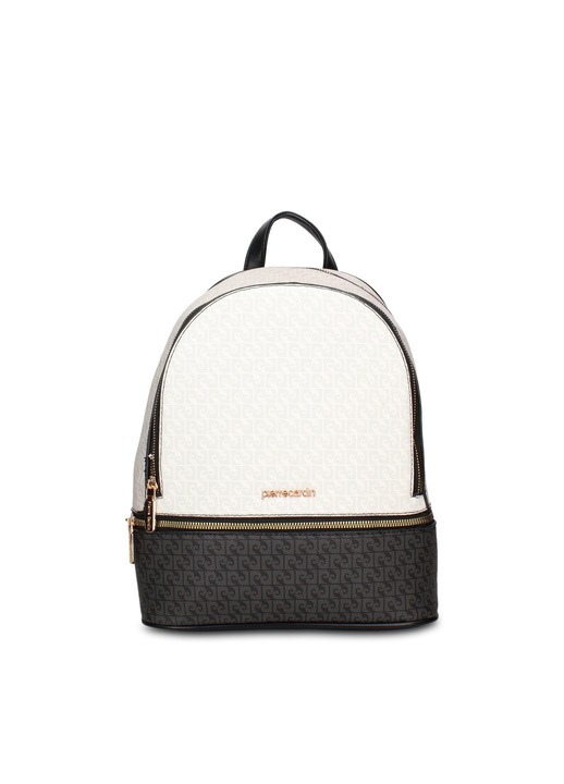 Pierre Cardin, Rucsac de piele ecologica cu logo, Alb
