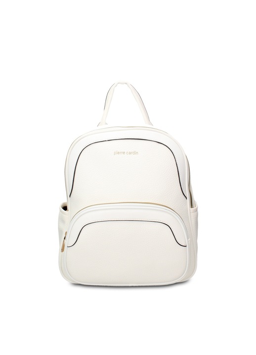 Pierre Cardin, Rucsac din piele ecologica cu bareta ajustabila, Alb