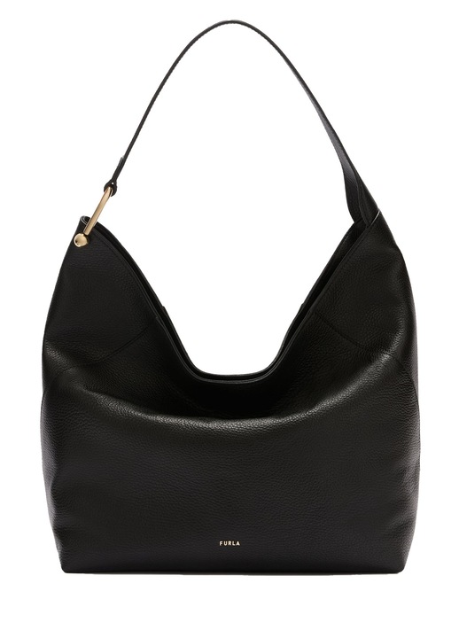 Furla, Geanta hobo din piele cu model uni Silvana Pro, Negru