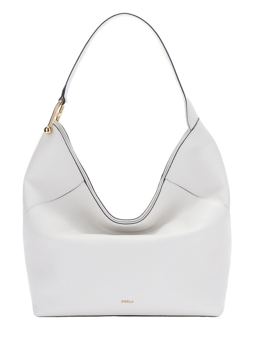 Furla, Geanta hobo din piele cu model uni Silvana Pro, Alb