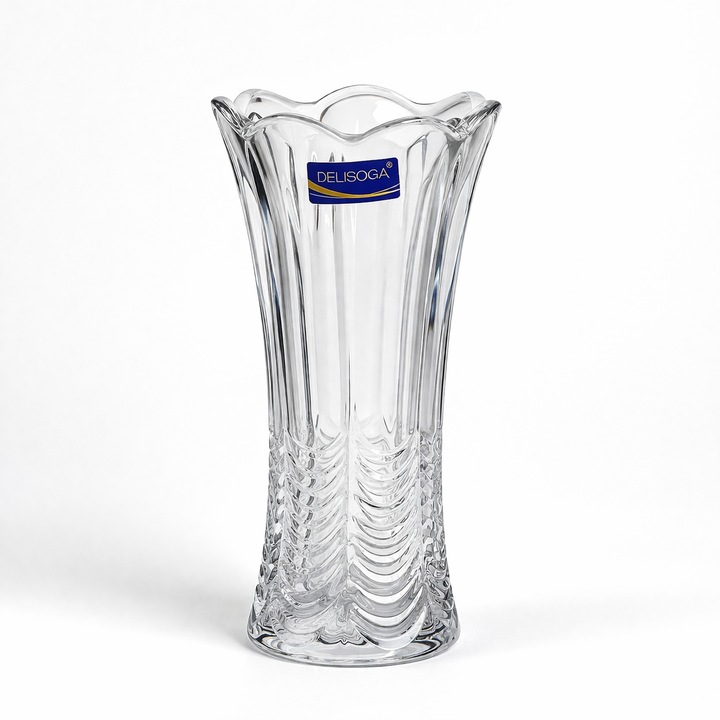 Vaza sticla Delisoga, Design elegant transparent, Ideala pentru flori si decor interior, 19x9cm, Transparent