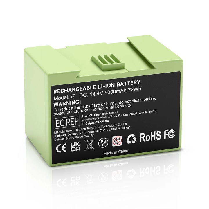 Резервна батерия за робот прахосмукачка, i7/i3/i4/e5/e6, Li-Ion, ≥3500 mAh, презареждаема, 1 бр., лилава
