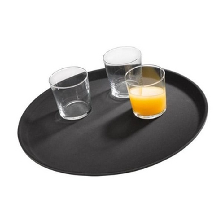 Tálca, gasztronómiai, Horeca Poland, kerek, csúszásmentes, fekete, 1 db-os készlet, 35x2x35cm