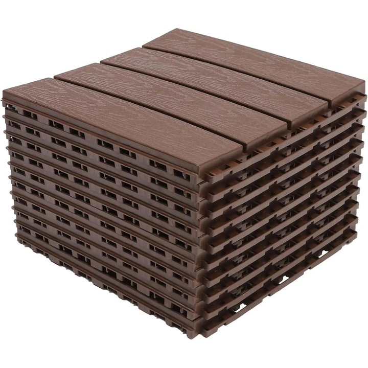Placi pardoseala pentru balcon si exterior, dale interconectabile din plastic, impermeabile, rezistente la intemperii, set 12 bucati