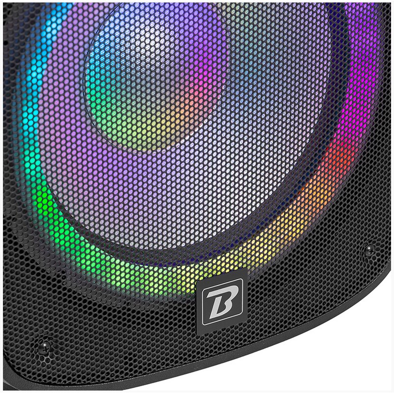 Set boxe BoomTone DJ 2x12" activ + pasiv, 500W, USB/SD/BT, cu 2 stative, 580x378x295mm