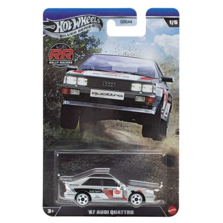 Masinuta Hot Wheels, 87 Audi Quattro, Gri, 1:64