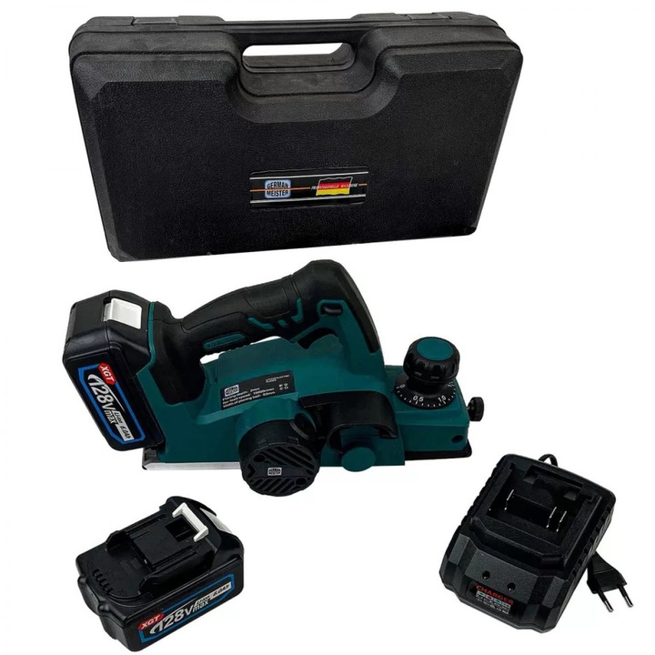 Rindea electrică German Meister, 128V, 2 acumulatori 6Ah, 82 mm, putere ~800W
