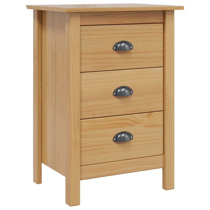 Dulap de noapte vidaXL, cu sertar HILL Maro miere 46 x 35 x 65 cm
