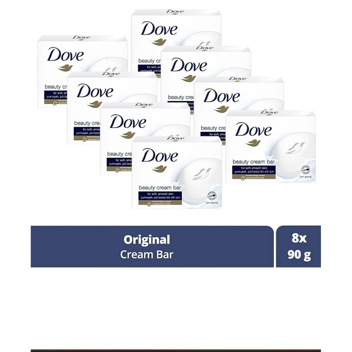 Икономична опаковка 8 x Крем-сапун Dove Original Beauty Cream Bar, 90 гр
