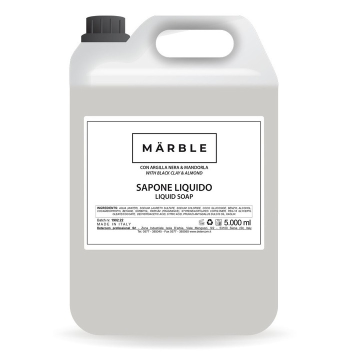 Течен сапун Marble, с бадемово масло и черна глина, 5 л