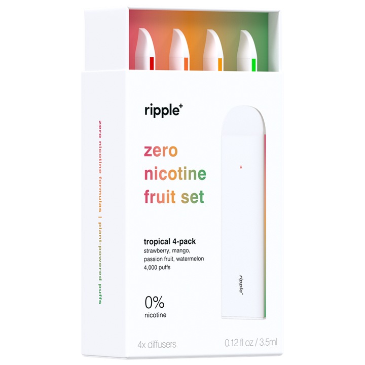 Kit tigara electronica, Ripple+, Fruit Set, 4 arome, 4000 pufuri, 0% nicotina