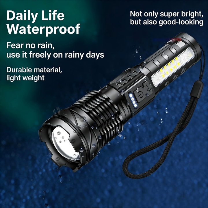 P50 lámpa, LED, 800 lumen, állítható fókusz, 1200mAh