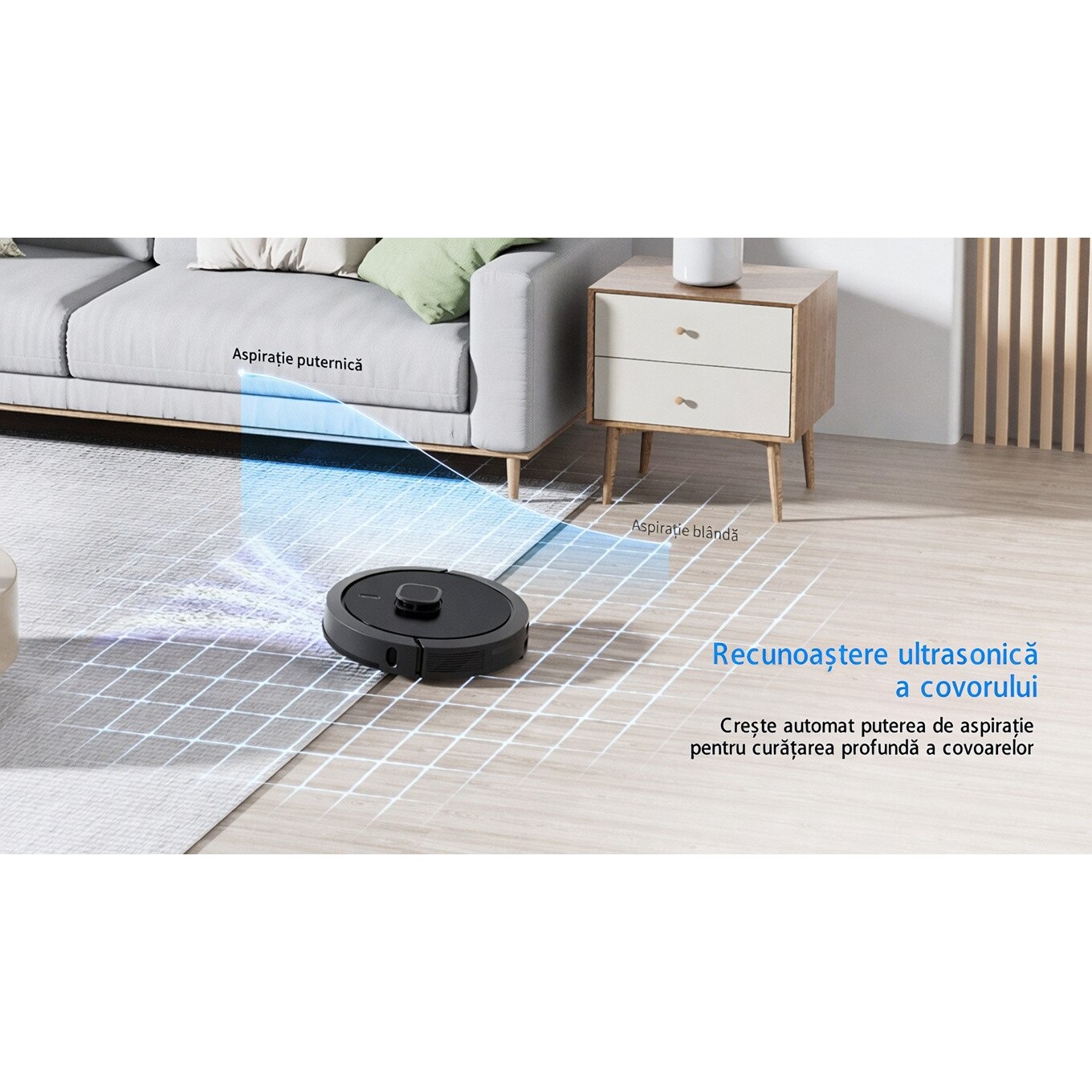 Aspirator robot NexHome, model Valerio Smart, 3000 Pa, navigatie LiDAR, functie mopare, set complet, negru, 350x98mm