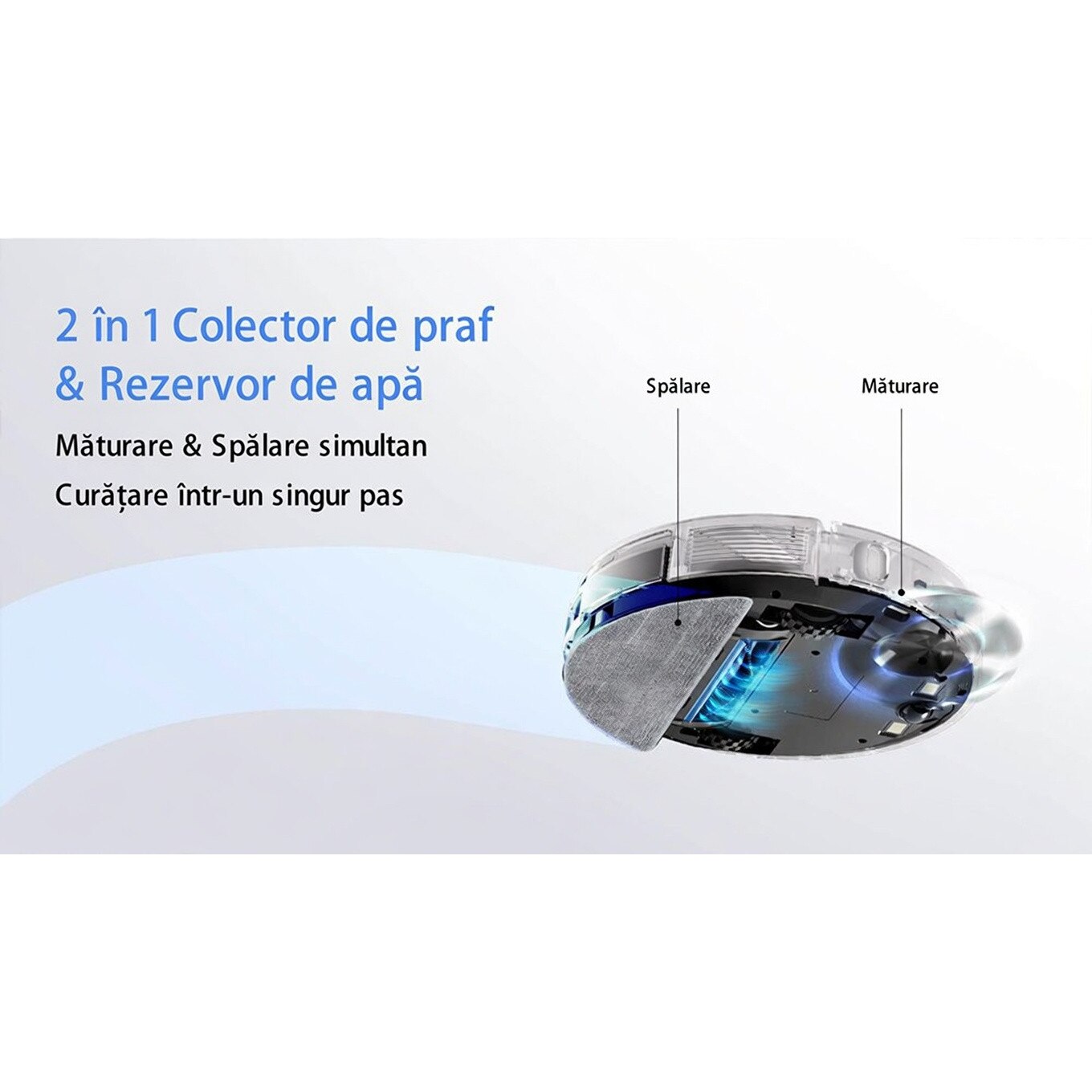 Aspirator robot NexHome, model Valerio Smart, 3000 Pa, navigatie LiDAR, functie mopare, set complet, negru, 350x98mm