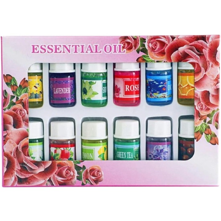 12 db illóolaj készlet, aromaterápia, relaxáció, keverék, 10ml